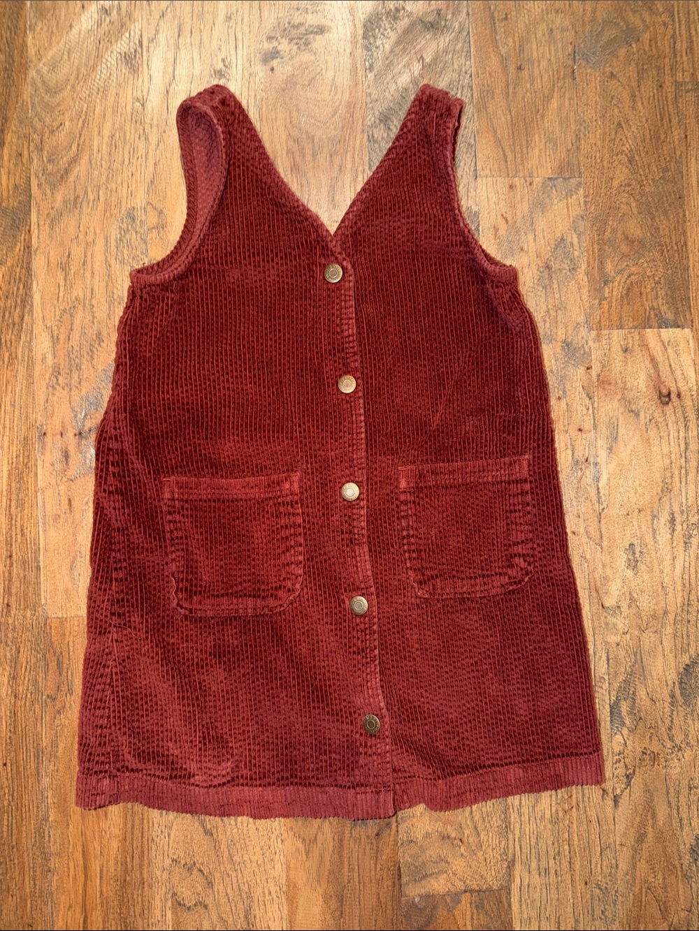 Old Navy Burgundy Corduroy Button-Front Pinafore Girls Medium (8)